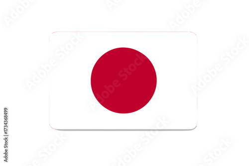 Flag of Japan vector icon. Japanese national symbol with smooth shadow. Hinomaru sign illustration. Official patriotic banner of Japan. Asian travel and culture concept design.