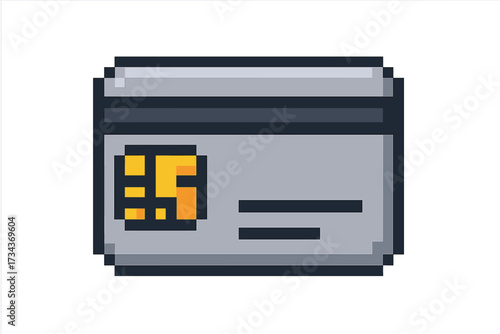 Credit card pixel art icon. Vector 8-bit illustration of a debit card for payment, finance, e-commerce. Retro gaming style money & shopping symbol. Isolated graphic.
