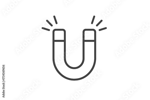 Magnet line icon for customer attraction and lead generation. Inbound marketing and retention concept. Horseshoe magnet symbol of pulling force, power, and influence. Vector.