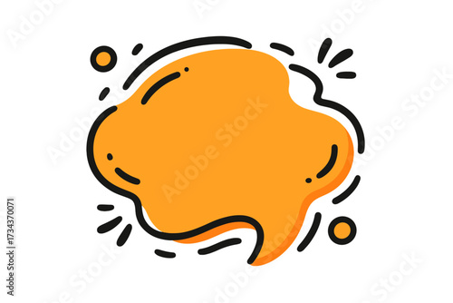 Hand drawn comic speech bubble in doodle style. Abstract liquid shape for quote and text. Pop art talking cloud balloon. Empty message box frame. Trendy vector illustration.
