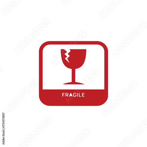  fragile label icon vector design