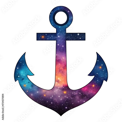 A heavy metal anchor with a rope is a nautical symbol of security for a ship at sea