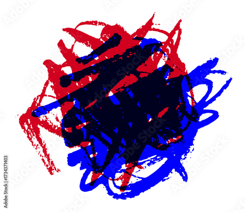 Abstract Artistic Representation of Mental Health Struggles with Chaotic Red and Blue Brush Strokes