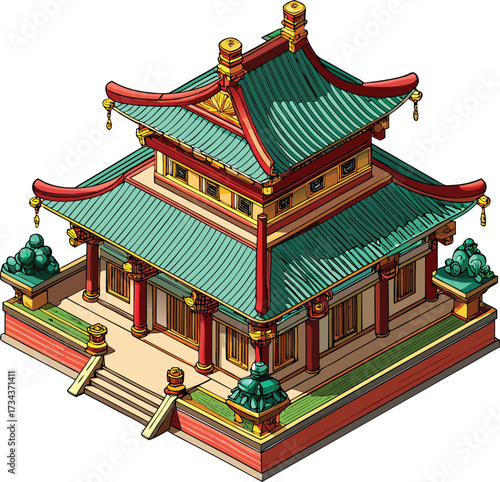 Ancient Buddhist pagoda architecture with a traditional roof dominates the sky in Beijing, China, a travel $\mathbflandmark}$ of culture and religion