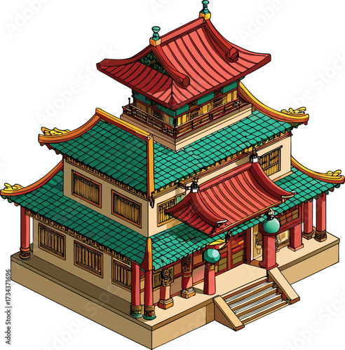 Ancient Chinese temple architecture in Beijing shows a traditional building with an ornate pagoda roof under the sky