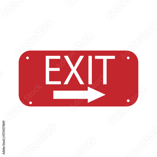 : simple exit icon vector on red background