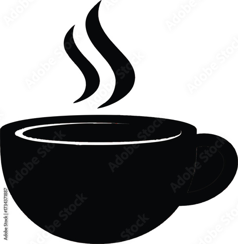 Silhouette of a steaming cup of coffee vector illustration