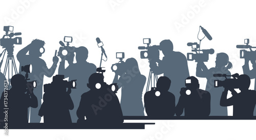 A diverse group of news reporters are gathered to capture an important moment.