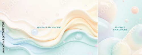 Abstract background with waves and circle shape. Abstract background with pastel color for for flyer, poster, social media template