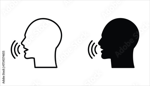 Speaking icon set. Talk person sign or symbol , editable icons, can be used in logo, UI and web design, Flat illustration of vector icon on white background.