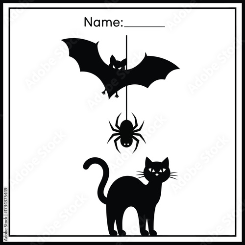 black cat and bats