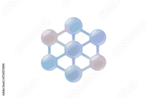 Abstract interconnected network of translucent spheres forming a complex geometric structure with soft pastel colors