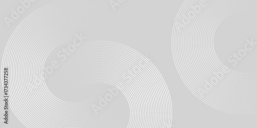 Abstract white glowing geometric lines modern shiny grey circle lines pattern. Suit for cover,  banner, brochure