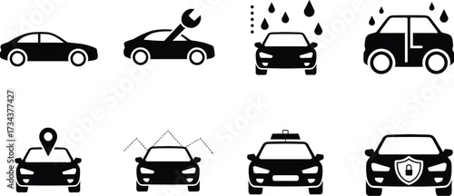 Car and automobile icons isolated on white background