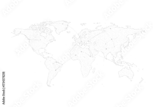 Wallpaper Mural A world map formed with dots depicting continents oceans and dotted lines connecting various points Torontodigital.ca