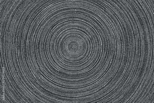 Abstract black and white circular pattern showcasing dynamic concentric circles and swirls..