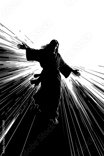 Jesus Christ Ascending - Bible Scene Illustration Vector Art