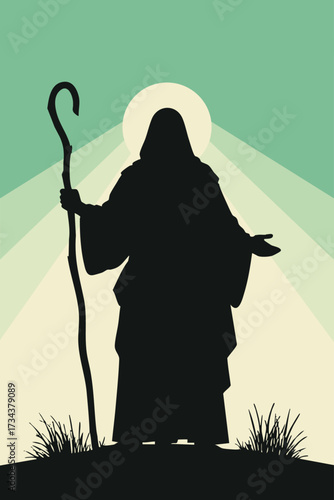 Jesus The Good Shepherd Bible Scene Illustration Vector Art