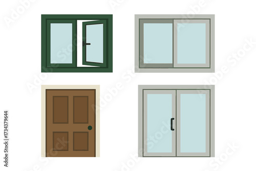 Diverse collection of modern and classic windows and doors for architectural design, home renovation, and construction projects