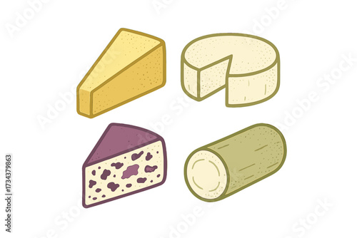 Delicious collection of various cheese types including a parmesan wedge, brie wheel, and blue cheese