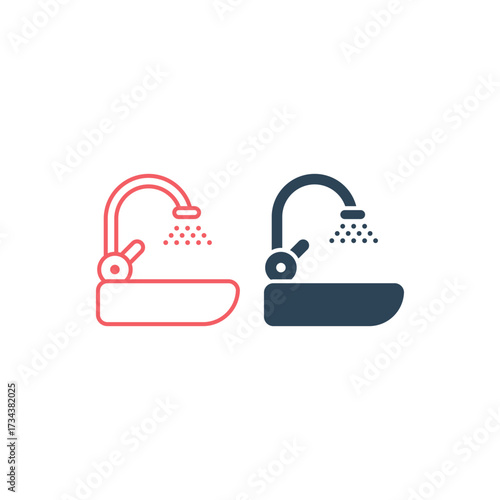 Wastafel vector illustration icons set
