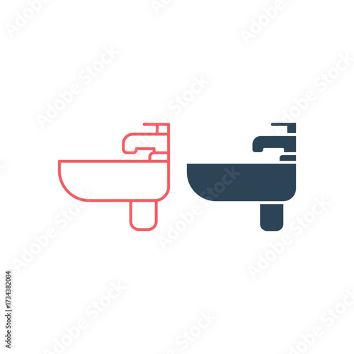 Wastafel vector illustration icons set