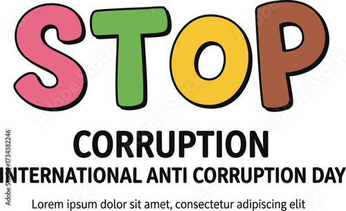 Bold STOP corruption message for International Anti-Corruption Day, promoting integrity and transparency.