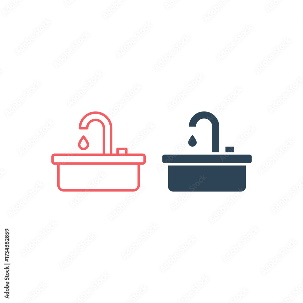 Fototapeta premium Sink vector illustration icons set