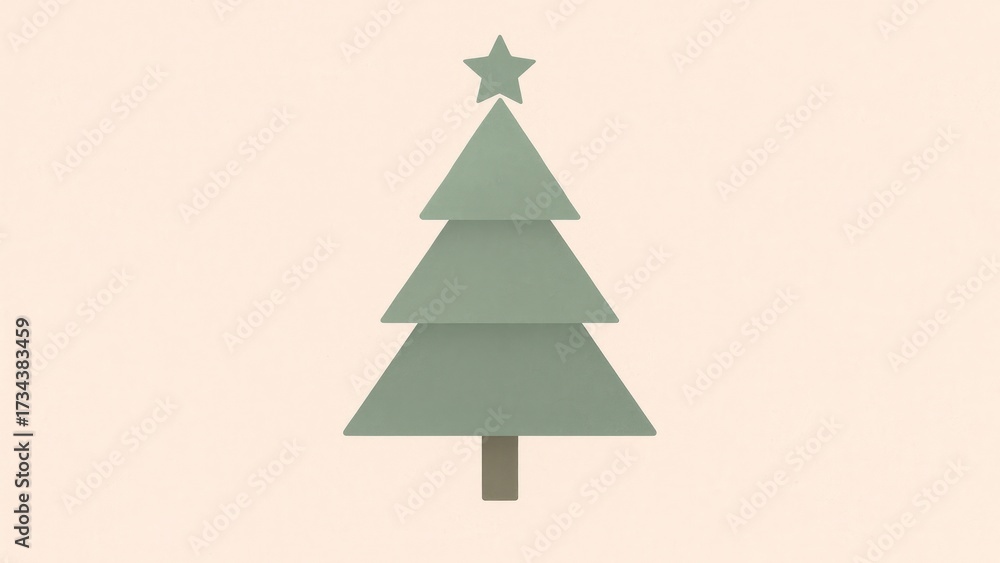 Fototapeta premium Minimalist geometric Christmas tree wallpaper for desktop