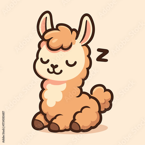 Sleeping alpaca cartoon mascot design