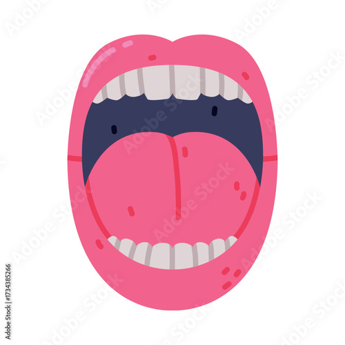 Open Mouth with Clean Teeth as Oral Hygiene and Dental Care Vector Illustration