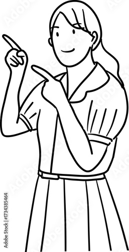 outline drawing  of student gesturing pointing something