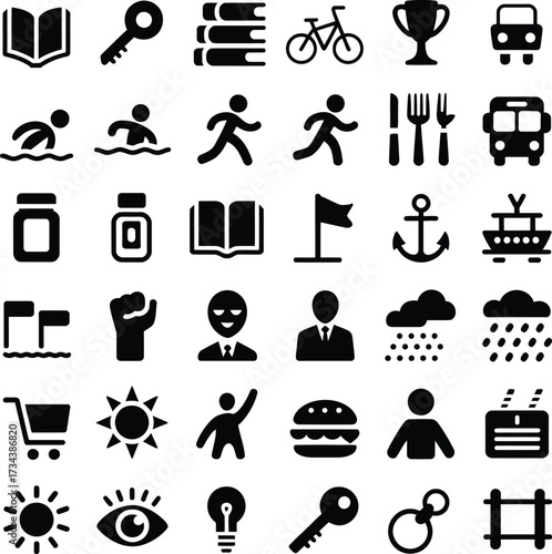 Vector icons set collection of various symbols for web design ui ux and mobile app development projects