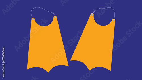 Illustration of a pair of duck flippers on a blue background.