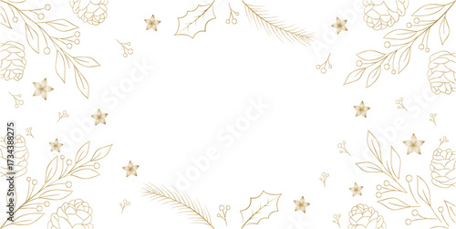 Golden Christmas card with empty space