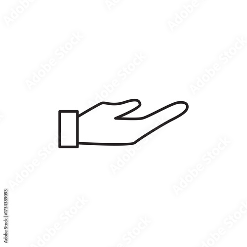 Outstretched Human Hand Outline Icon for Care and Giving