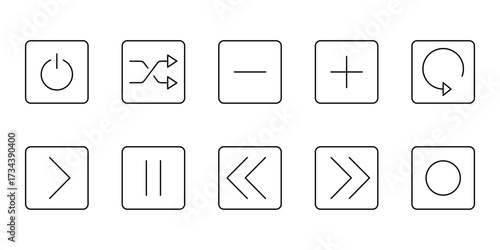 Vector Set of Audio Player Line Buttons