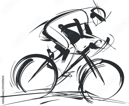 Abstract illustration of a cyclist in motion showcasing speed and athleticism in cycling..