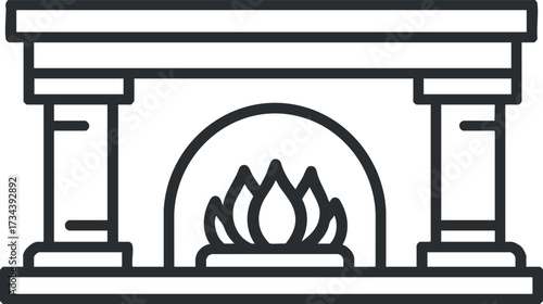 Outline of a traditional fireplace design ideal for home decor and interior inspiration.