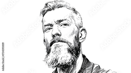 Professional Illustration of a Man with a Beard and Mustache