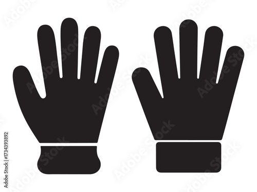 Black silhouette of work gloves isolated on white background
