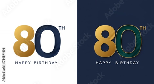 Elegant 80th birthday celebration graphic anniversary greeting card design