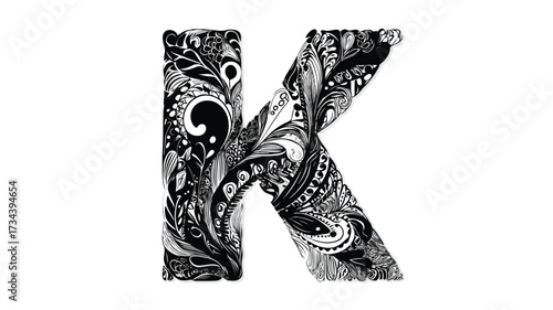 Elegant K Letter Painted Illustration with Stylish Design Elements