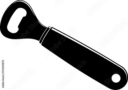 Simple outline silhouette of a bottle opener tool isolated on white background
