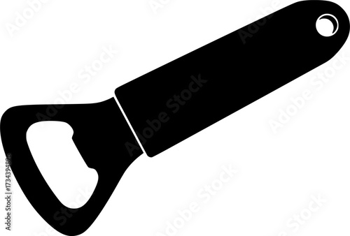 Simple outline silhouette of a bottle opener tool isolated on white background
