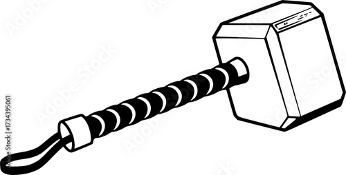 Stylized outline of thor s hammer mjolnir with a simple handle isolated on white background silhouette
