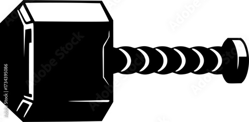 Stylized outline of thor s hammer mjolnir with a simple handle isolated on white background silhouette
