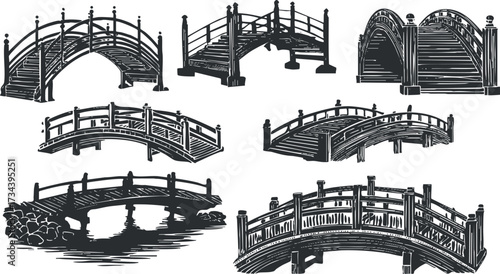 A collection of various bridge designs showcasing different architectural styles and structures..