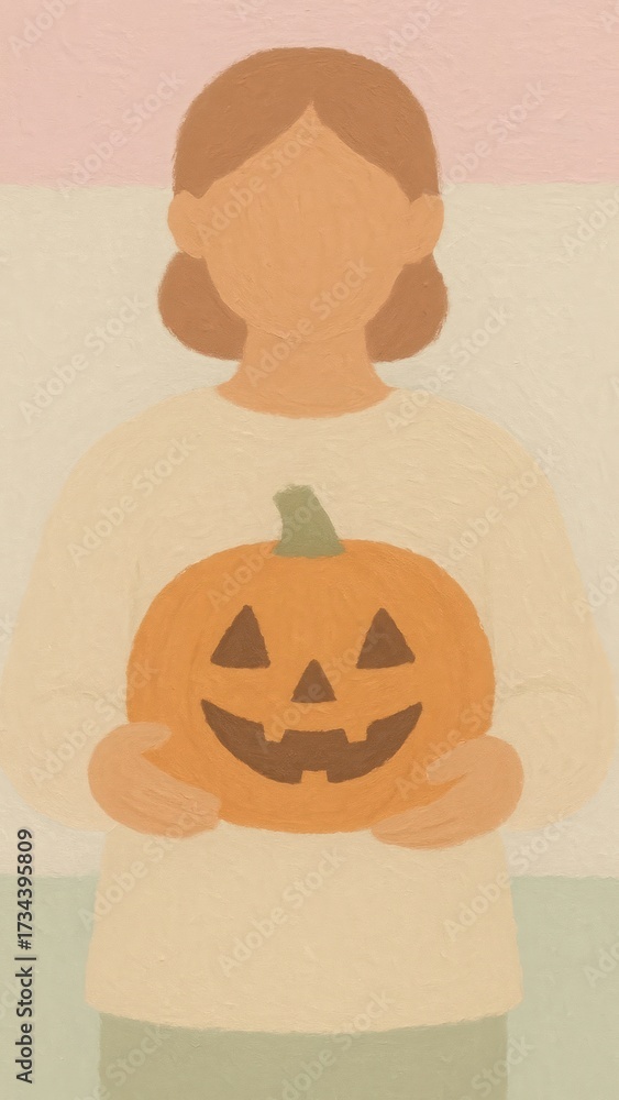 Fototapeta premium Minimalist Halloween pumpkin illustration.