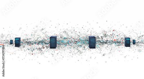 Data Servers Network Connection - Interconnected Information Flow